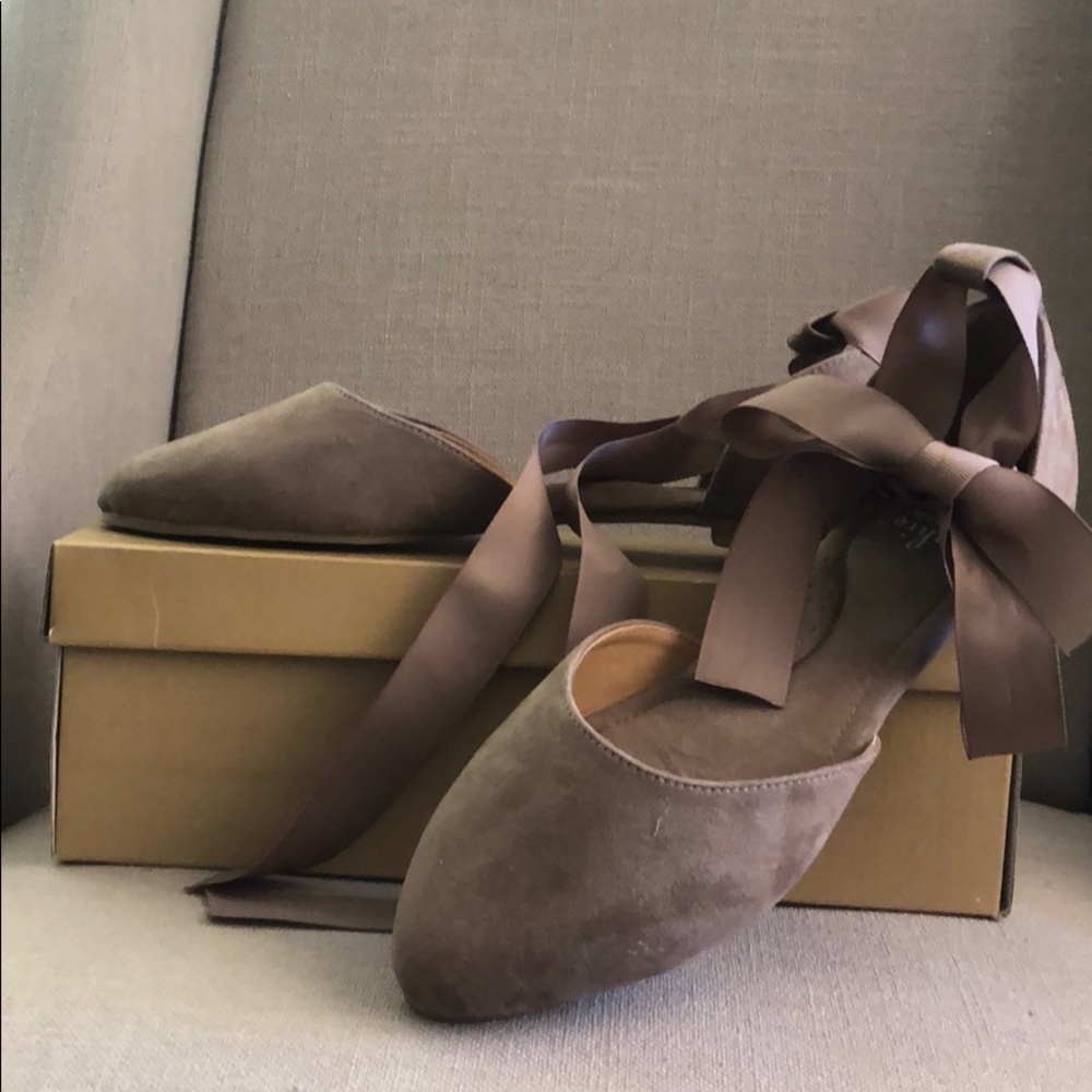 Taupe Lace Up Flats